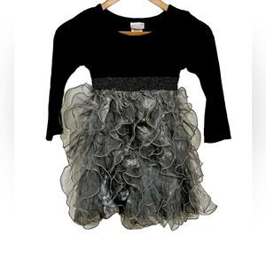 Iris & Ivy girl 6X party dress black and grey long sleeve